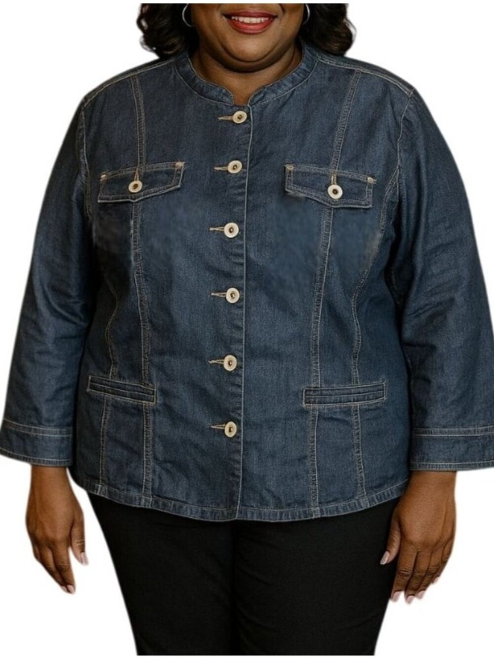 Big Rock Canyon Plus Size 2XL Jacket Denim Button-Up Mandarian Collar